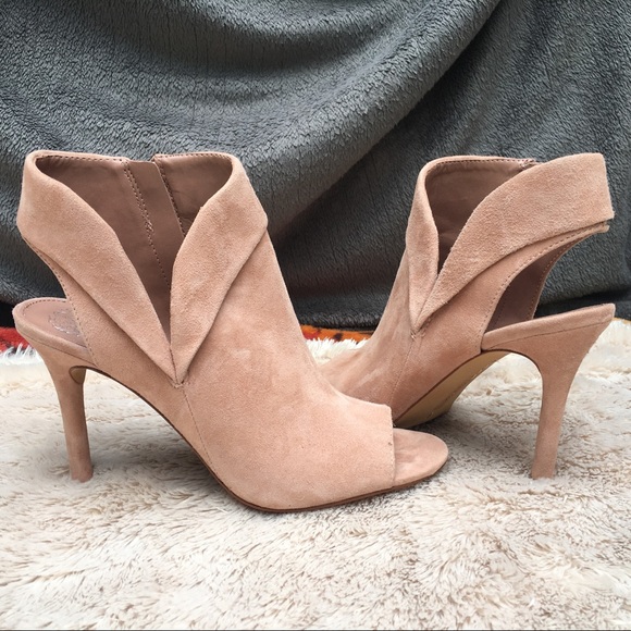 blush pink suede court shoes